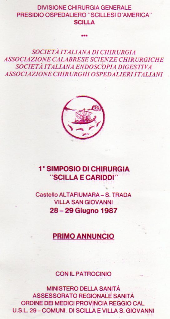 2a. 1 Simposio Di Chirurgia Scilla E Cariddi S. Trada Villa San Giovanni 28 29.06. 1987