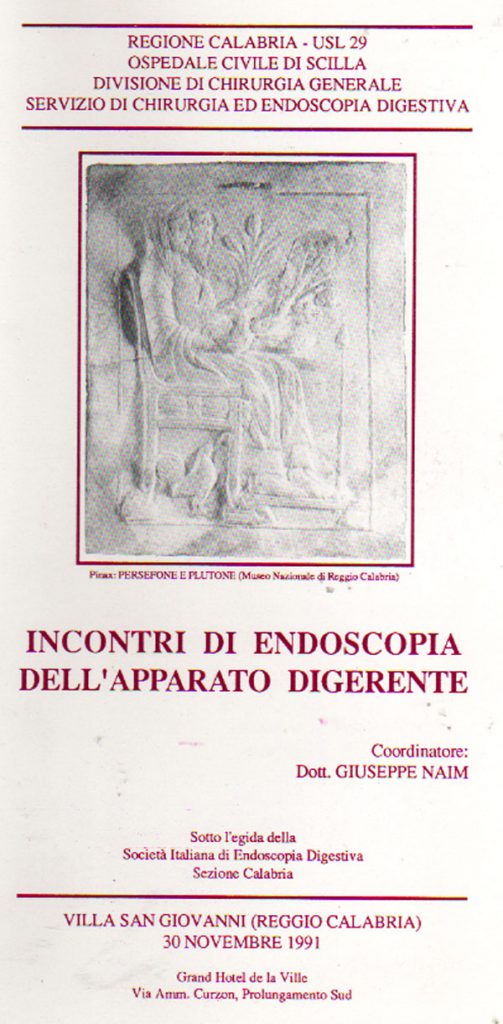 5a. Incontri Di Endoscopia Dellapparato Digerente 1 Edizione Villa San Giovanni 30.11.1991