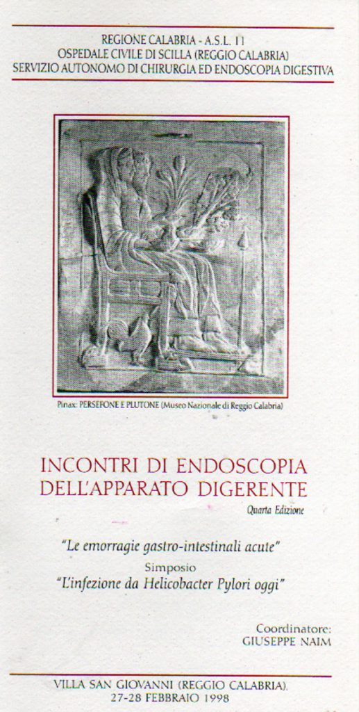 9a. Incontri Di Endoscopia Dellapparato Digerente 4 Edizione Villa San Giovanni 27 28.02.1998