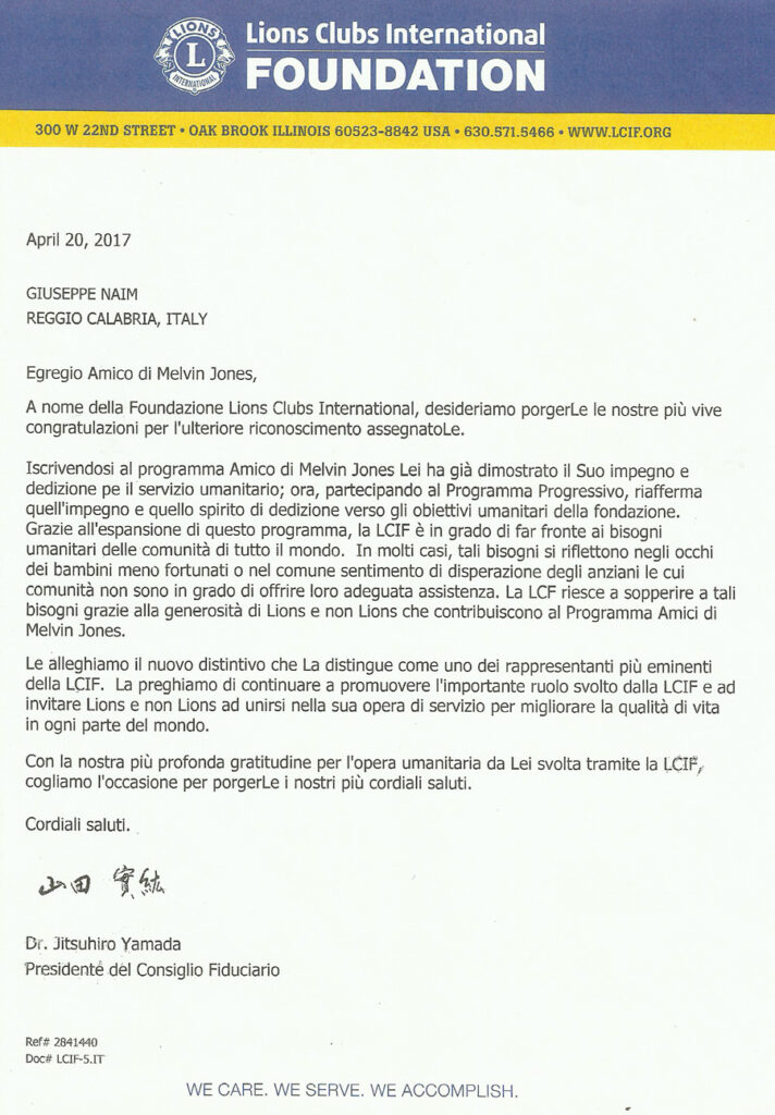 62c. Congresso Distrettuale Lions Consegna Melvin Jones A Pino Naim Quale Presidente Di Zona Napoli 12.05.2017 2